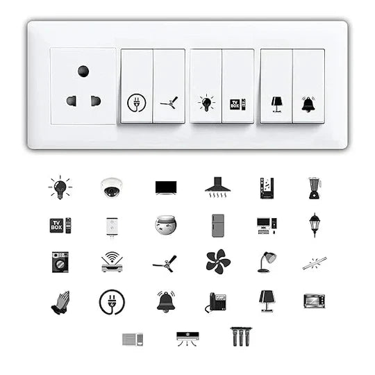 Switch Sticker For for Electric Board Appliances- Pack of 10 With 300 Different Elements