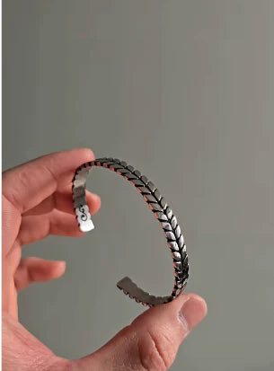 Oxidized Geometric Bangle