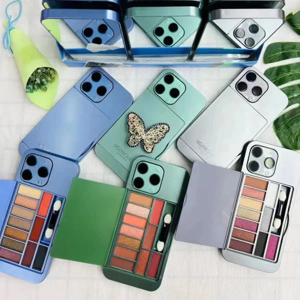 Beauty Makeup Kit in iPhone-Shaped Case | Includes Long-Lasting Brightening Complexion and Highlight Blush Palette with Mirror (Assorted Colors)