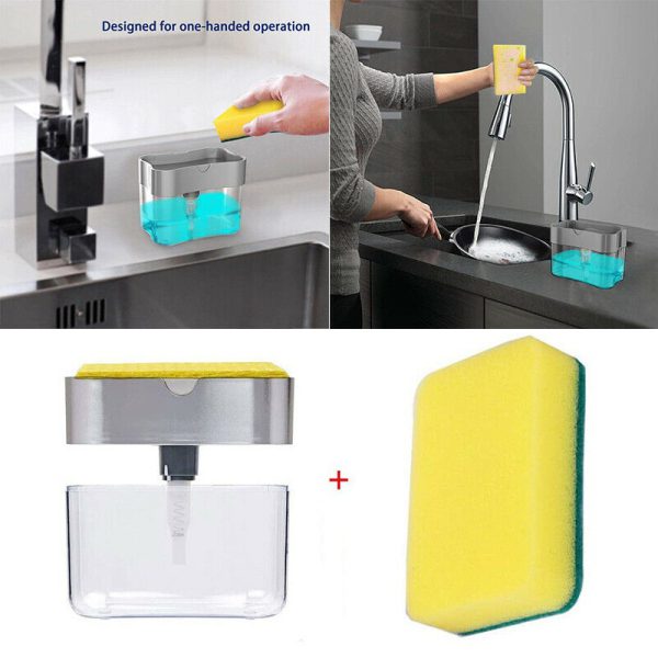 2 in 1 soap pump dispenser and sponge holder