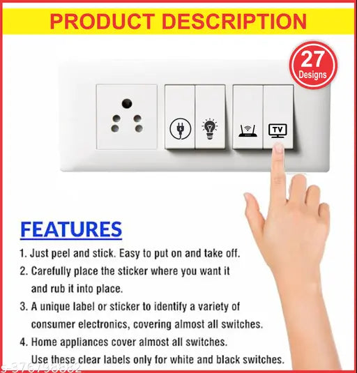 Switch Sticker For for Electric Board Appliances- Pack of 10 With 300 Different Elements