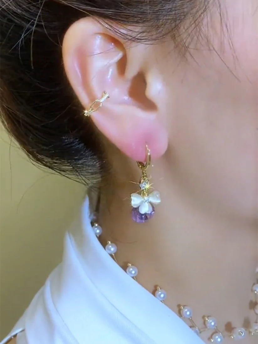 Petal Purple Water Drop Earrings