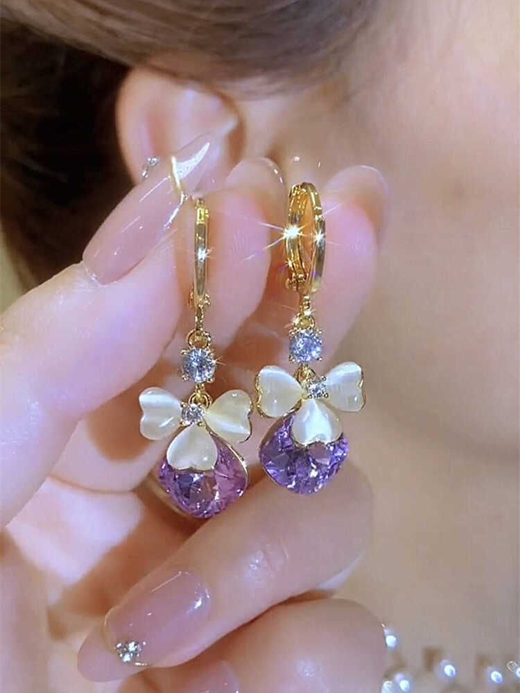 Petal Purple Water Drop Earrings
