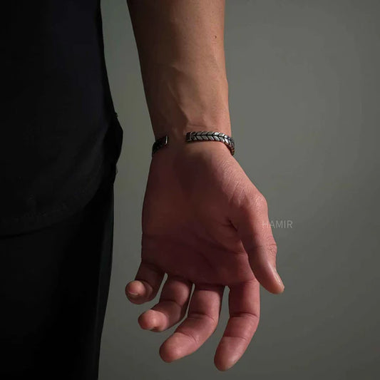 Oxidized Geometric Bangle