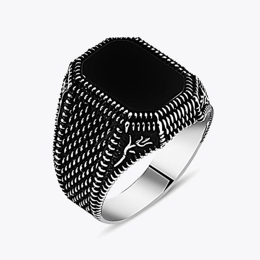 Onyx Stone Men's Silver Ring
