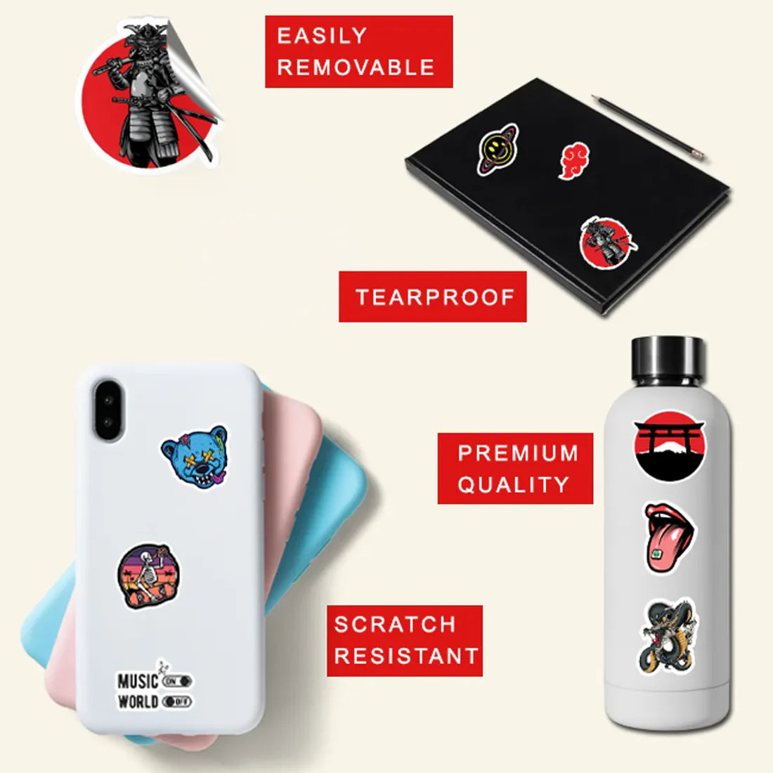 50 Premium Waterproof Stickers for Every Vibe