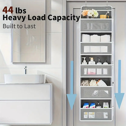 Over-the-Door 4-Tier Fabric Organizer with Clear Storage Pockets