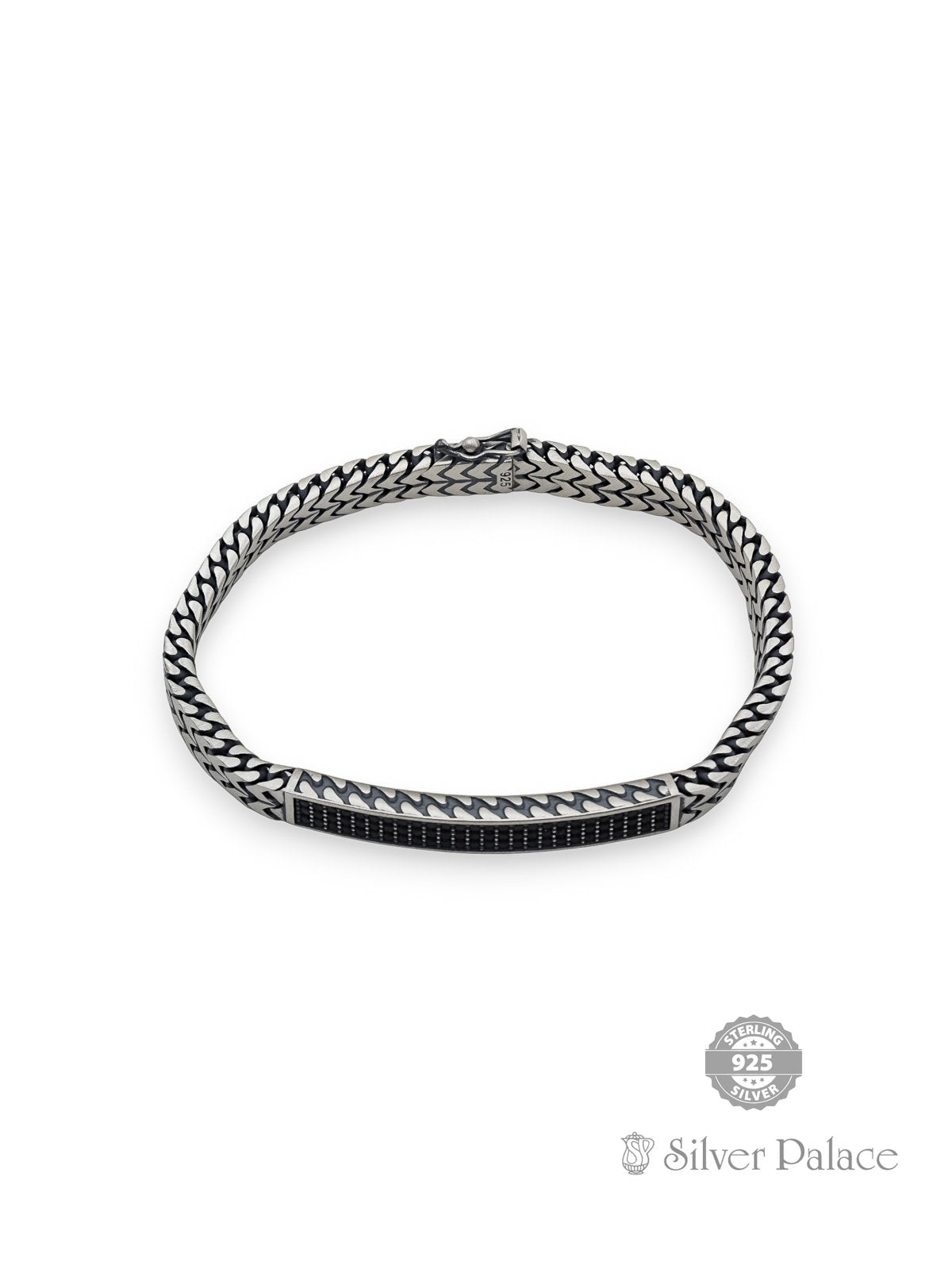 Silver Black Stone Turkey Bracelet For Gents