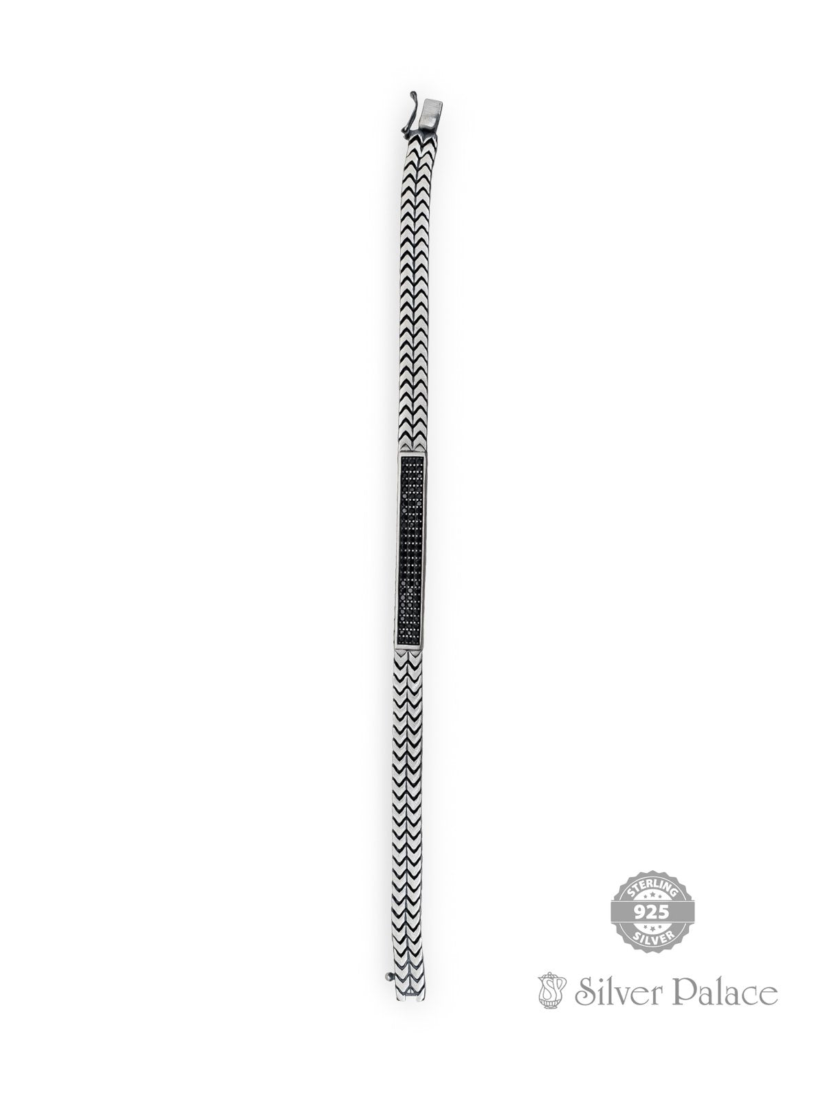 Silver Black Stone Turkey Bracelet For Gents