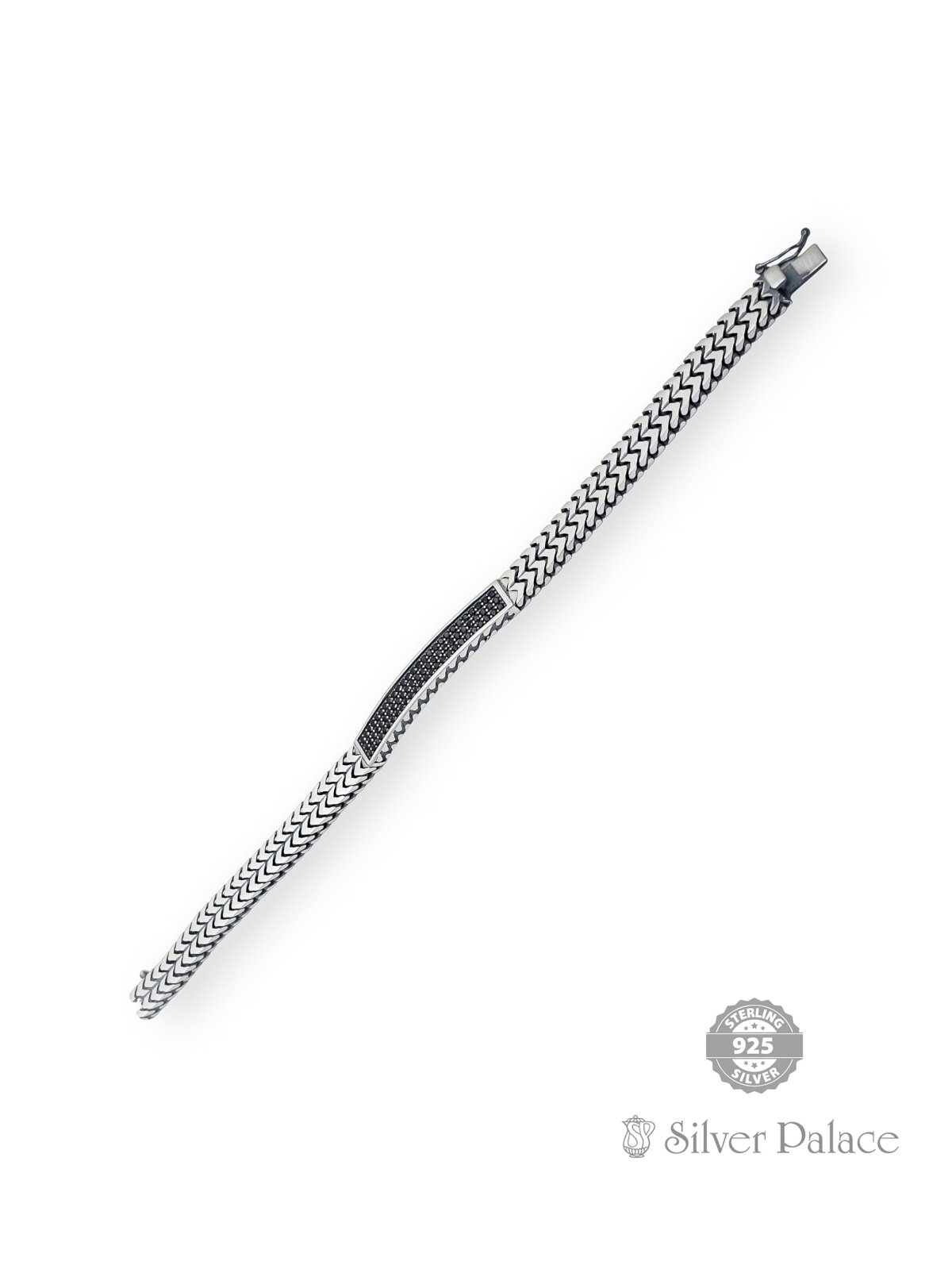 Silver Black Stone Turkey Bracelet For Gents