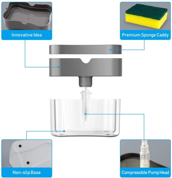 2 in 1 soap pump dispenser and sponge holder