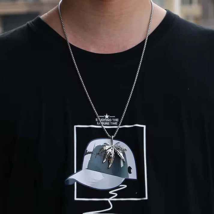 Titanium Steel Leafen Pendant